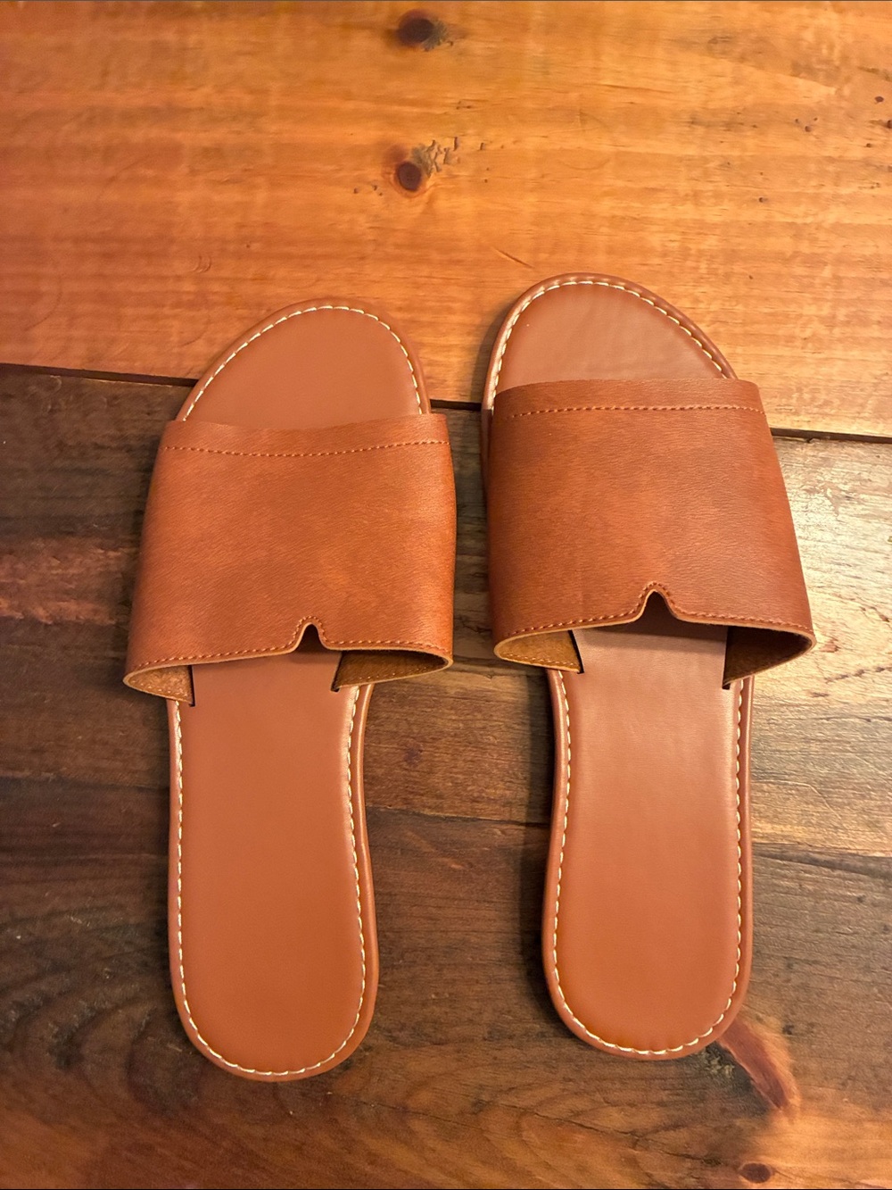 SHEIN Cognac Slide Sandals